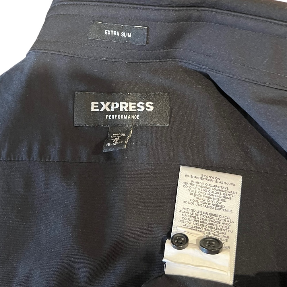 Express Black Fitted Button Down Long Sleeve Shir… - image 4